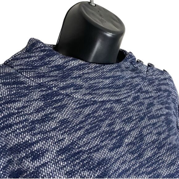 J Crew Point Sur Sweater Womens XS Blue Marled Cotton Mock Neck Oversized Preppy - Picture 6 of 12